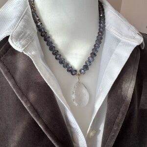 Olive & Cocoa Crystal Pendant Necklace/Earrings